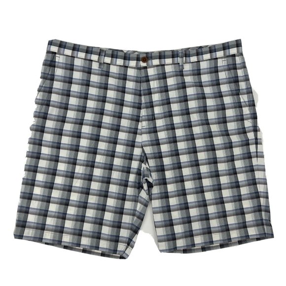 Tommy Bahama Shorts Mens 42 White Gray Plaid Golf Chino‎ Nylon - Picture 1 of 8